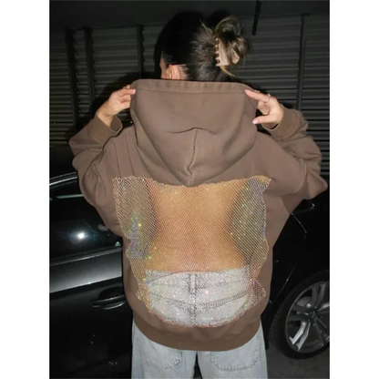 Della | Women's Backless Glitter Hoodie