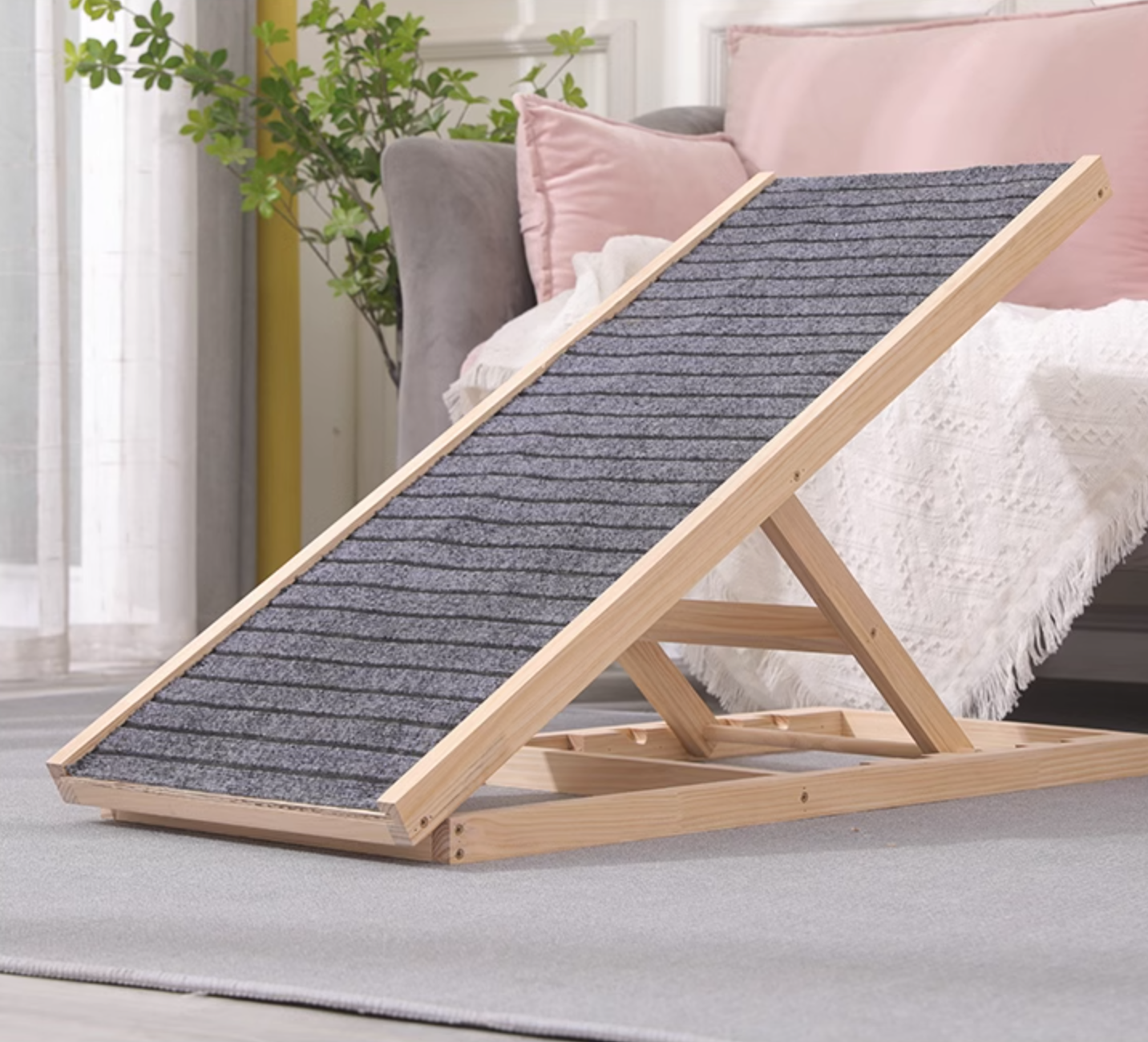 Adjustable Non-Slip Wooden Pet Ramp