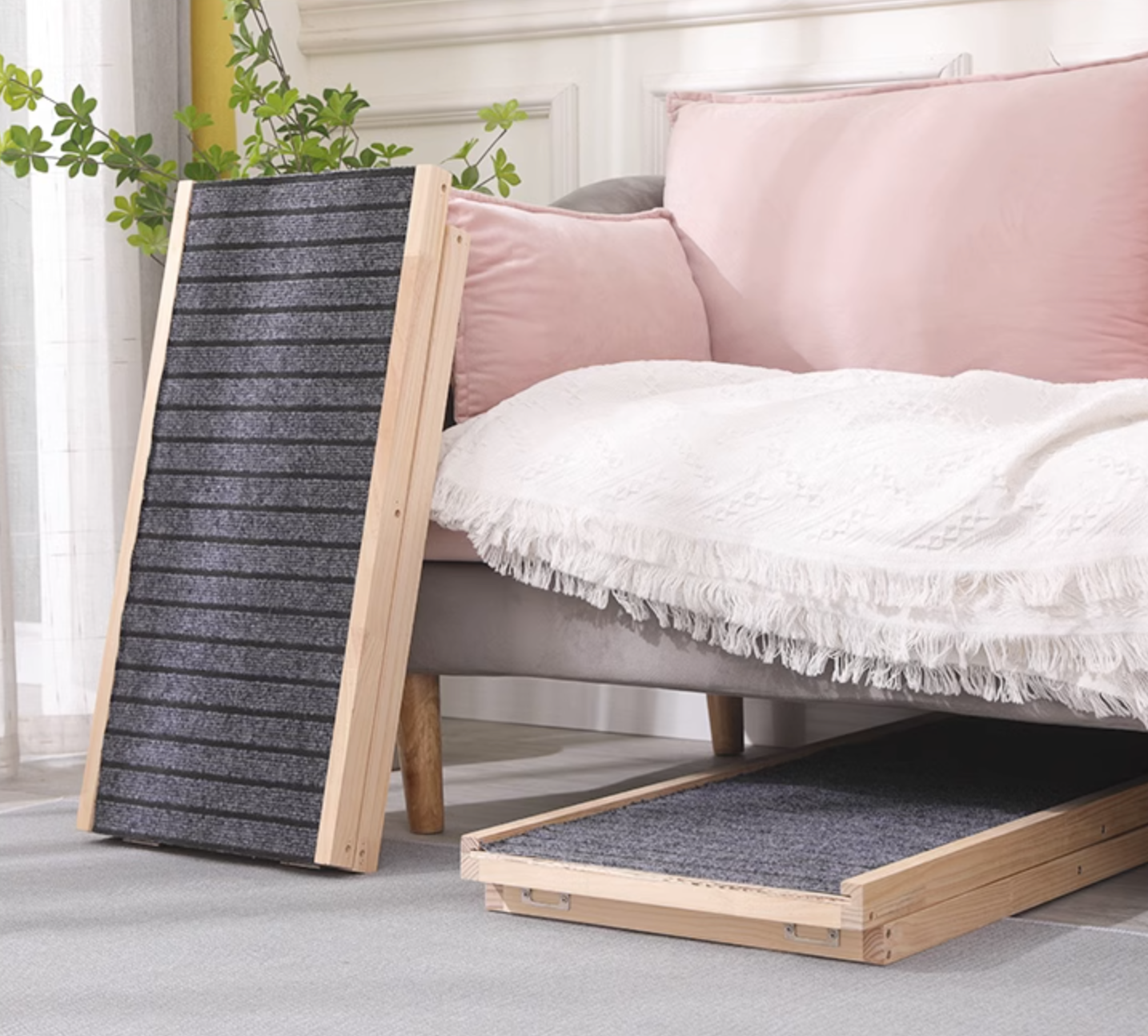 Adjustable Non-Slip Wooden Pet Ramp