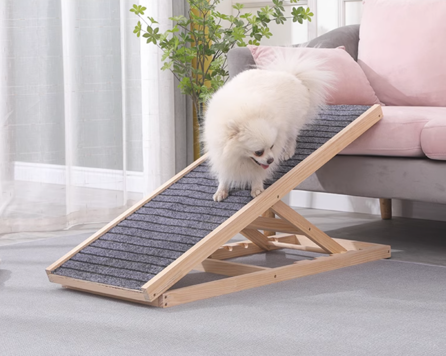 Adjustable Non-Slip Wooden Pet Ramp