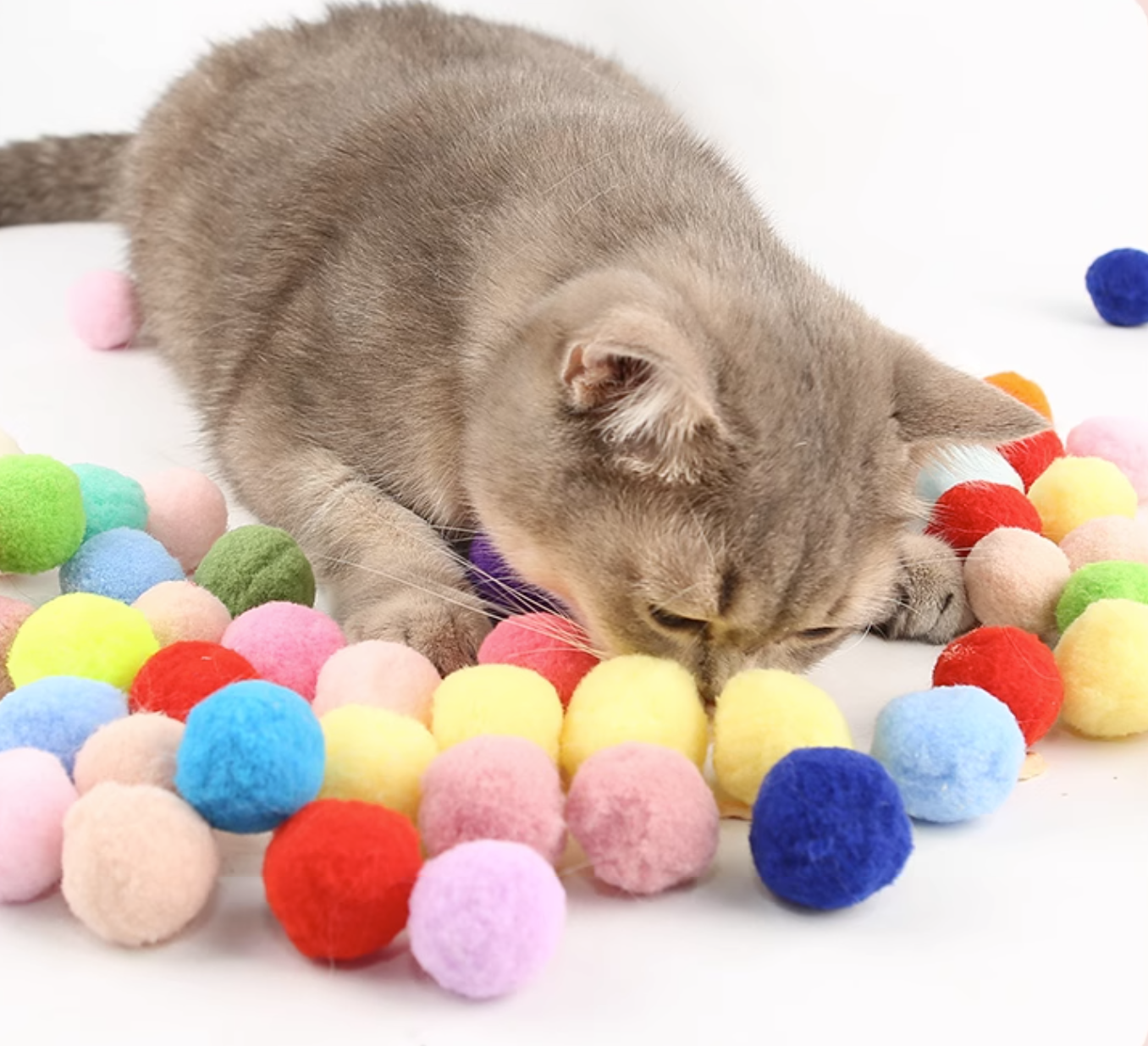 Cat Toy Fur Ball Pompom Launch Gun