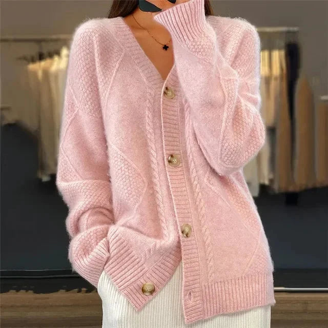 Meridian | Button-Front Diamond Knit Cardigan