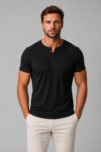 Bennett | Button-Neck Henley T-Shirt