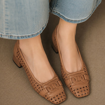 Sabine | Women's Woven Block Heel Pumps
