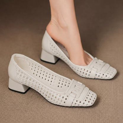 Sabine | Women's Woven Block Heel Pumps