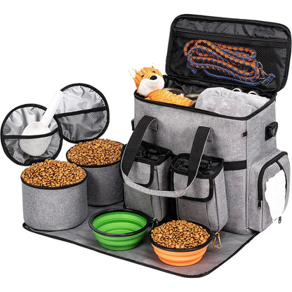 Premium Dog Travel Tote Bag With 2 Dog Bowls