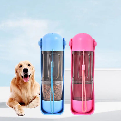 Portable 3-in-1 Dog Water Bottle Food Dispenser and Toilet Bag Storage