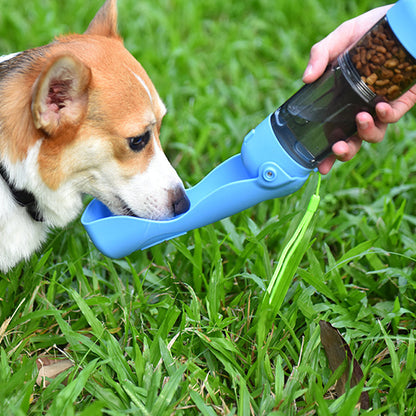 Portable 3-in-1 Dog Water Bottle Food Dispenser and Toilet Bag Storage