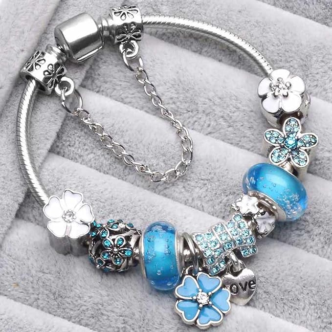 Elegant Floral Charm Bracelet | 925 Sterling Silver with Nature-Inspired Design | Timeless Accessory for Everyday Elegance 1