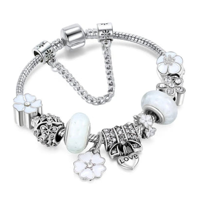 Elegant Floral Charm Bracelet | 925 Sterling Silver with Nature-Inspired Design | Timeless Accessory for Everyday Elegance 2