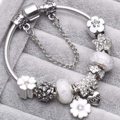 Elegant Floral Charm Bracelet | 925 Sterling Silver with Nature-Inspired Design | Timeless Accessory for Everyday Elegance 3