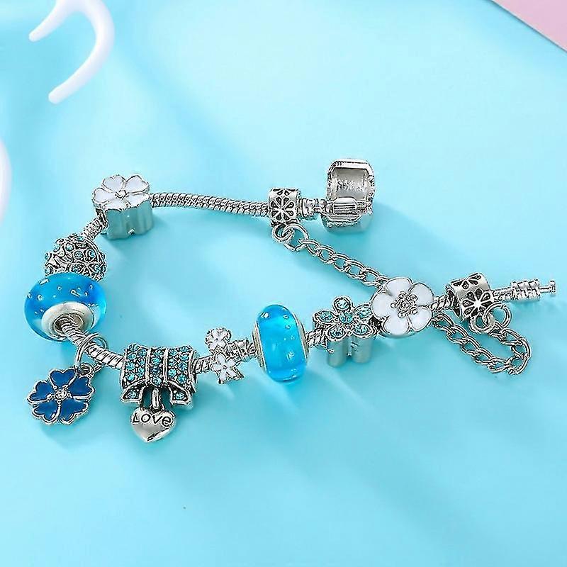 Elegant Floral Charm Bracelet | 925 Sterling Silver with Nature-Inspired Design | Timeless Accessory for Everyday Elegance 5