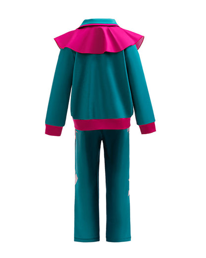 90s Retro Adventure Girl Costume Green Jacket Pants and Shirt 3pcs Set for Themed Parties