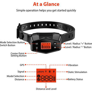 Electric Wireless GPS Dog Fence - Rechargeable Outdoor Containment System