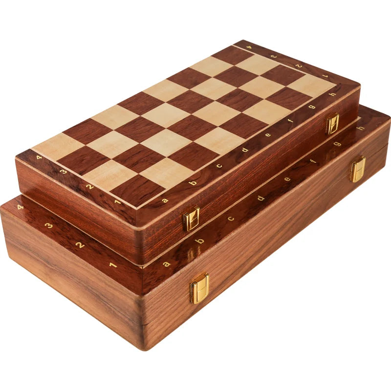 Top-Grade Wooden Folding Chess Set with Walnut Finish