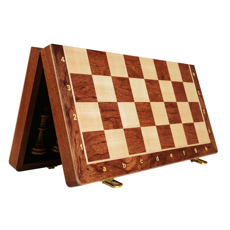 Top-Grade Wooden Folding Chess Set with Walnut Finish