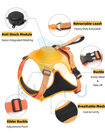 Auto-Lock No-Pull Harness with Built-in Dog Retractable Leash For Walking All Breeds And sizes