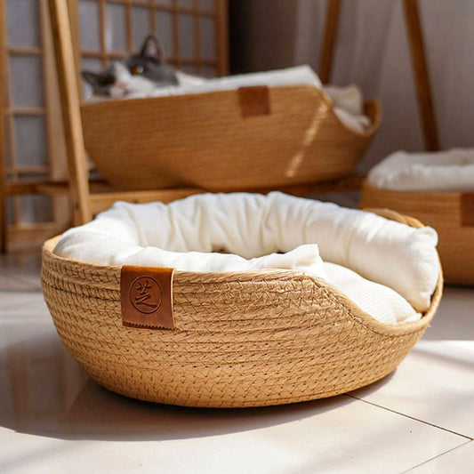 Handmade Bamboo Wicker Small Dog & Cat Sofa Bed