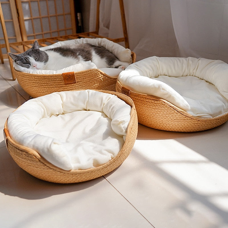 Handmade Bamboo Wicker Small Dog & Cat Sofa Bed