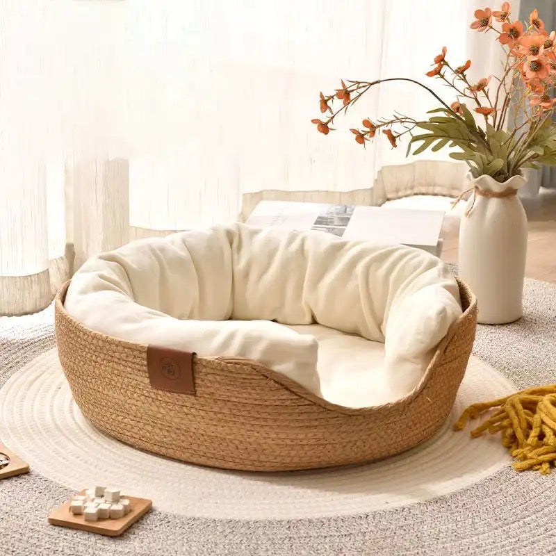 Handmade Bamboo Wicker Small Dog & Cat Sofa Bed