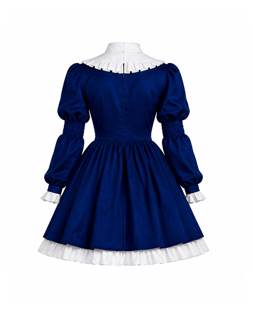 Gothic Costume Dark Blue Victorian Dress with Striped Socks Gloves for Girls Women Halloween Comic-Con