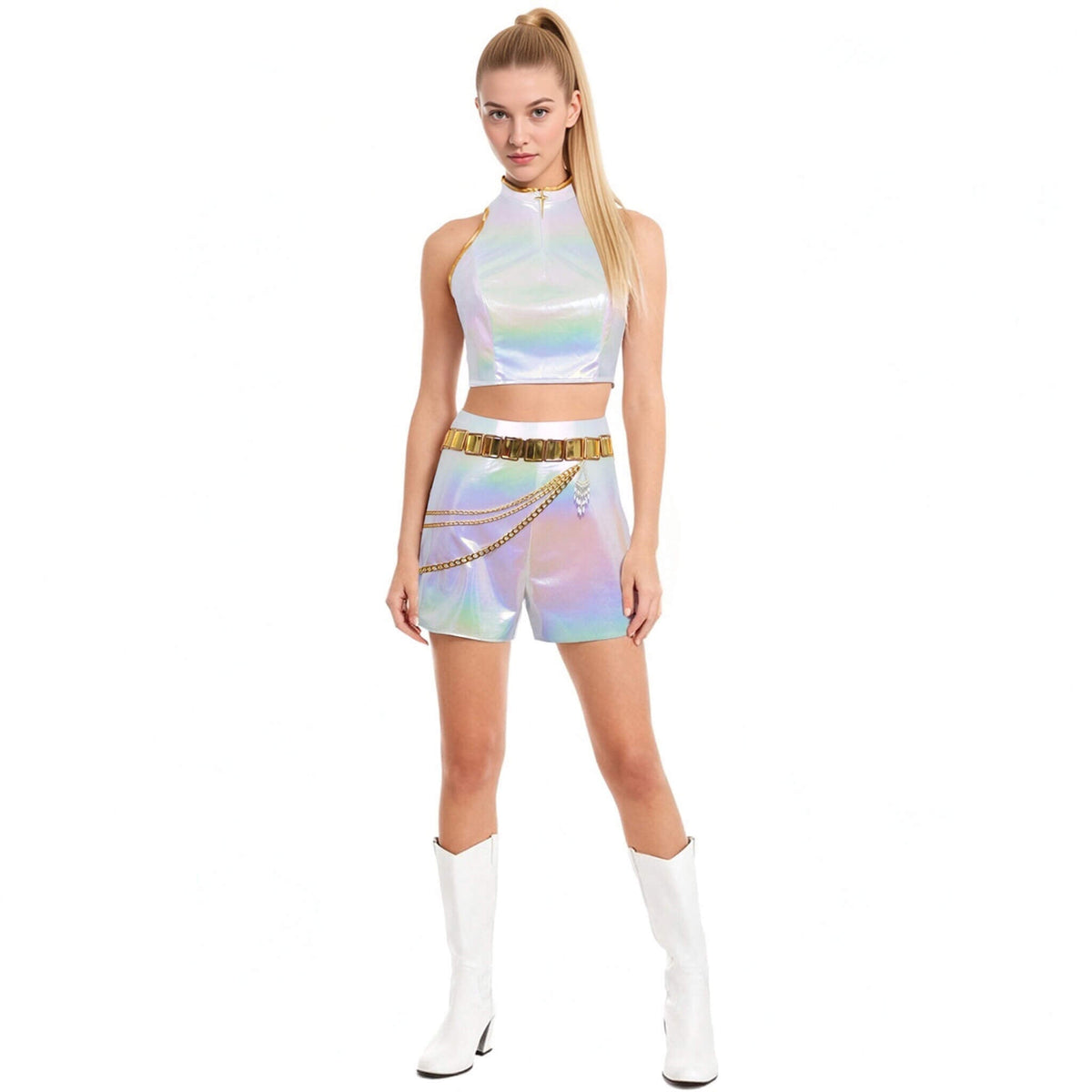 KPop Rumi Costume Shinny PU Leather "What It Sound Like" Rumi Cosplay Outfit