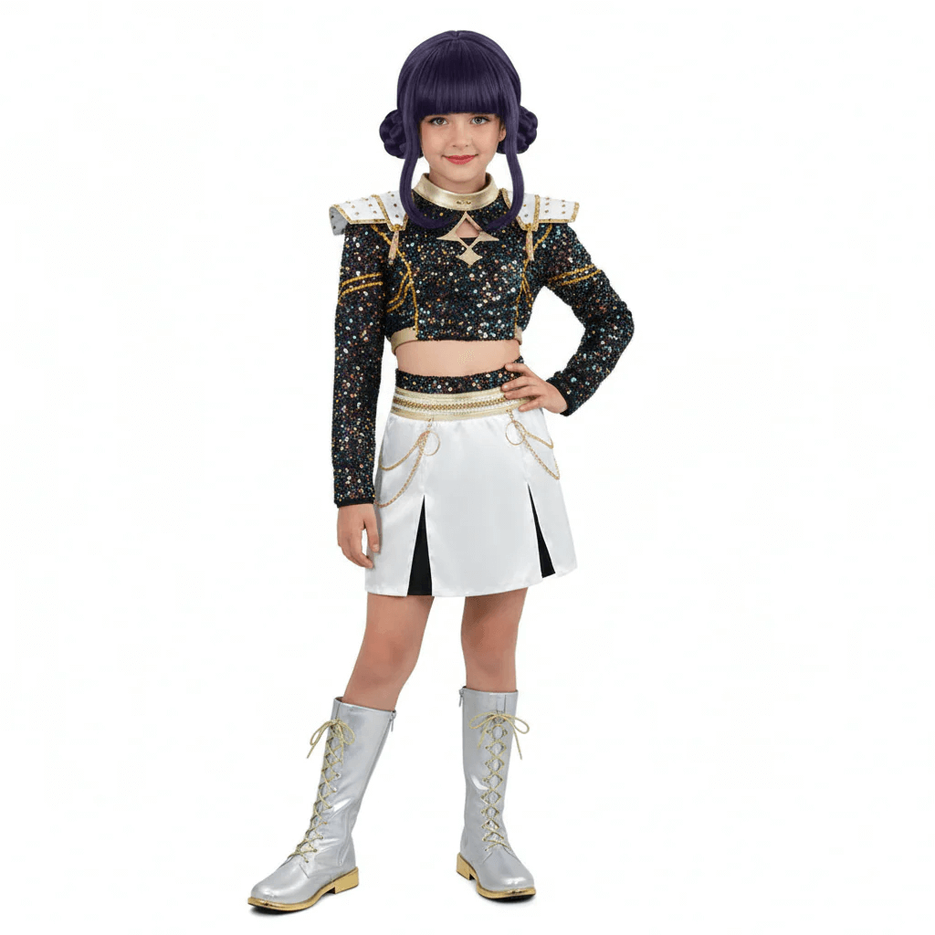 KPop Zoey Golden Outfit 4-piece Black Sequins Zoey Cosplay Costume Stage Performance Suit
