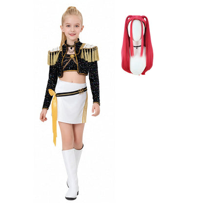 Kids & Adult KPop Mira Costume Sequined Golden Stage Outfit Full Set Halloween Cosplay Costume