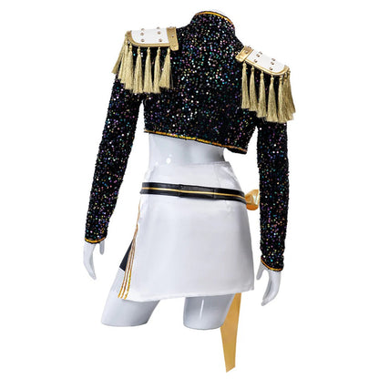 Kids & Adult KPop Mira Costume Sequined Golden Stage Outfit Full Set Halloween Cosplay Costume