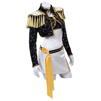 Kids & Adult KPop Mira Costume Sequined Golden Stage Outfit Full Set Halloween Cosplay Costume