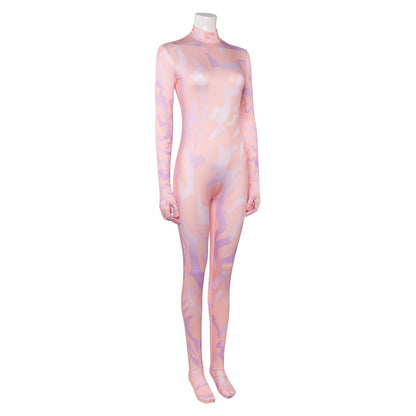 KPop Bodysuit Pink Demonic Pattern Jumpsuit for Girls and Adult Anime Cosplay
