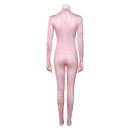 KPop Bodysuit Pink Demonic Pattern Jumpsuit for Girls and Adult Anime Cosplay