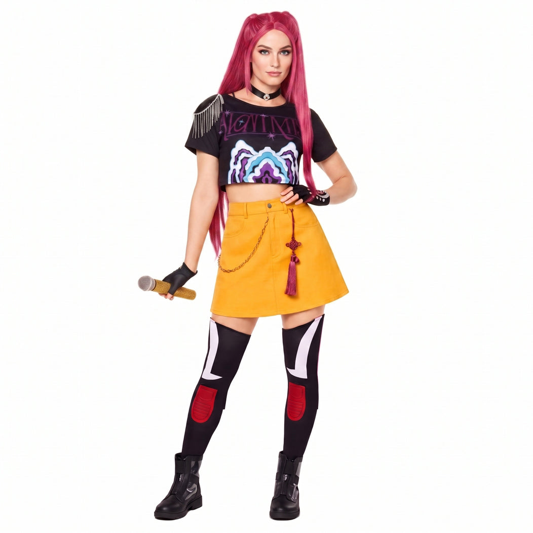 Kids & Adult KPop Mira Costume Fashion Stage Performance Outfit Mira Cosplay Top Skirt and Accessories