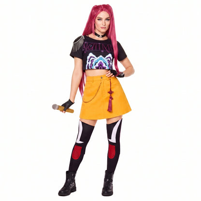 Kids & Adult KPop Mira Costume Fashion Stage Performance Outfit Mira Cosplay Top Skirt and Accessories