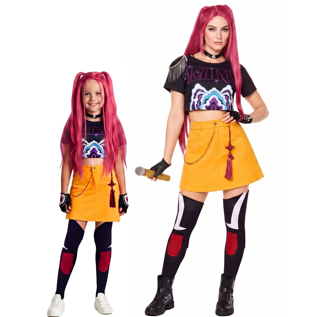 Kids & Adult KPop Mira Costume Fashion Stage Performance Outfit Mira Cosplay Top Skirt and Accessories