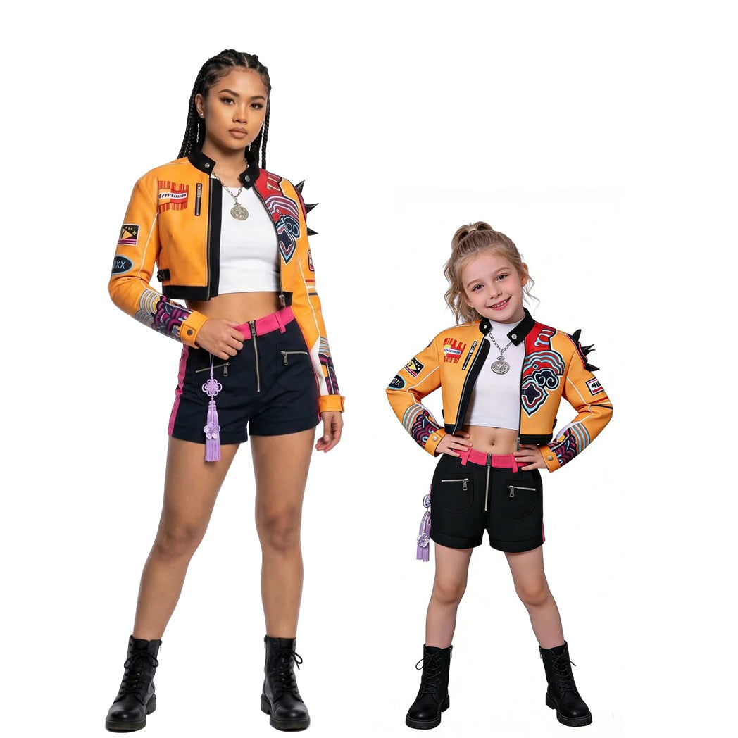KPop Rumi 6-Piece Costume Deluxe Rumi Cosplay Yellow Jacket Shorts Full Set