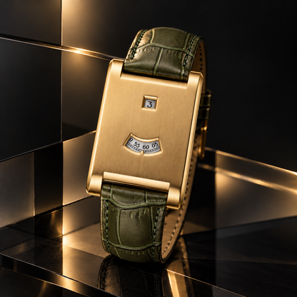 Luciano | Jumping-Hour Croc Leather Watch
