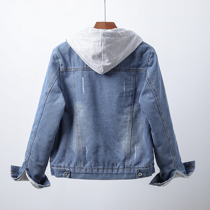 Tamsin | Hooded Sherpa-Lined Denim Jacket