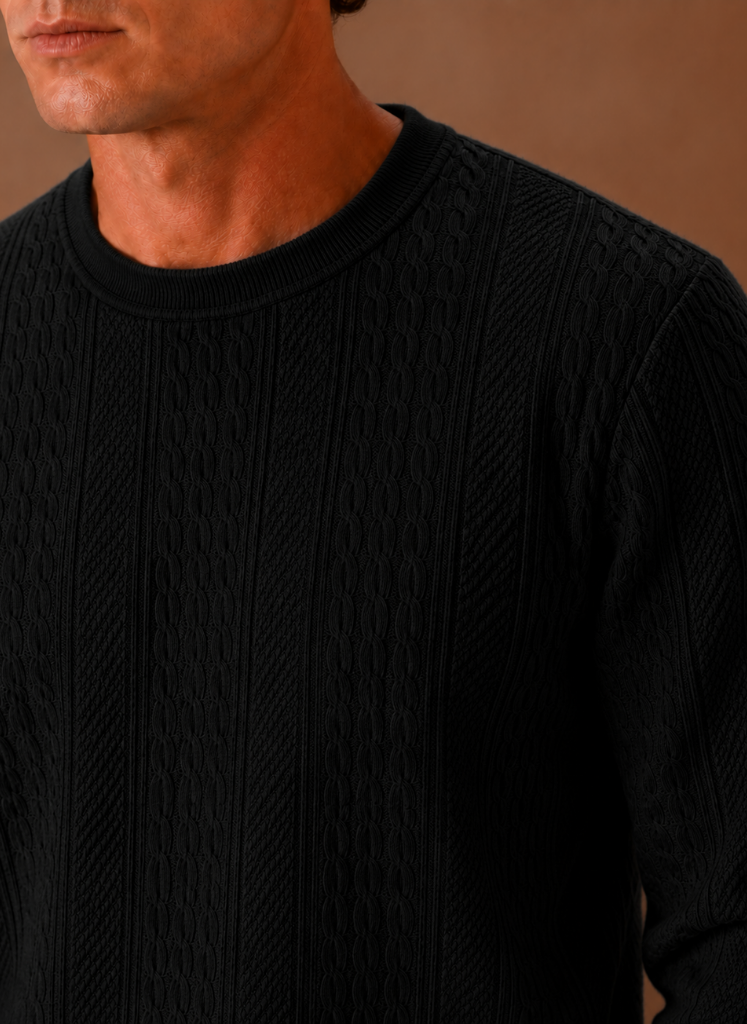 Harlow | Men's Cable Knit Crew Neck Sweater