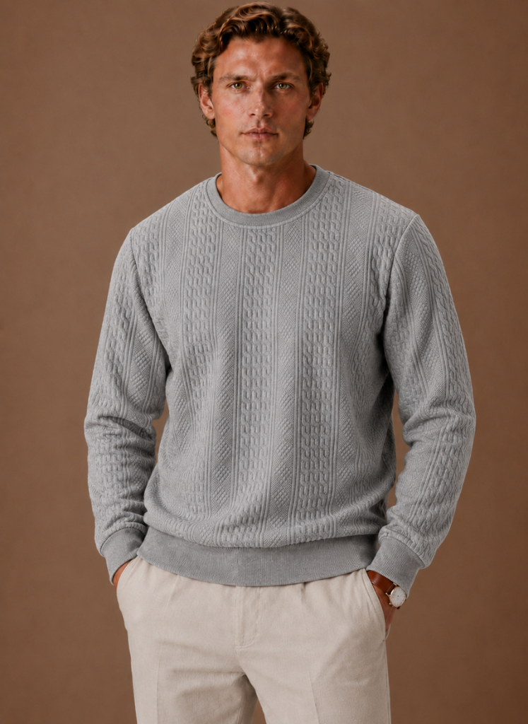Harlow | Men's Cable Knit Crew Neck Sweater