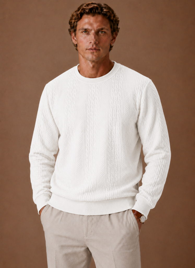 Harlow | Men's Cable Knit Crew Neck Sweater