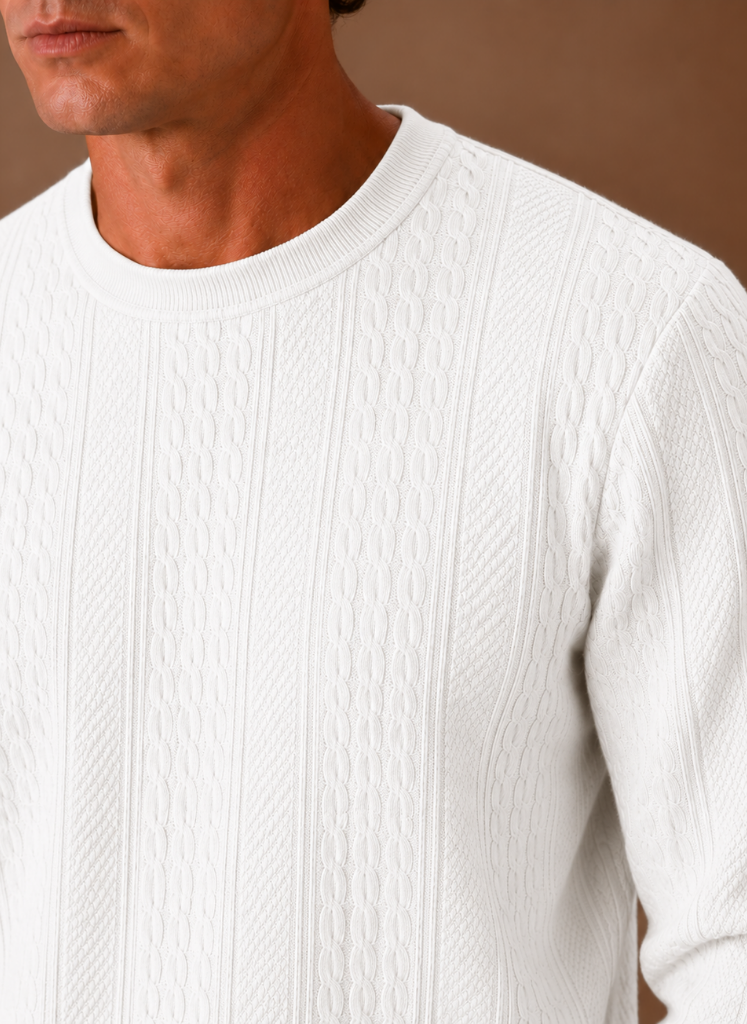 Harlow | Men's Cable Knit Crew Neck Sweater