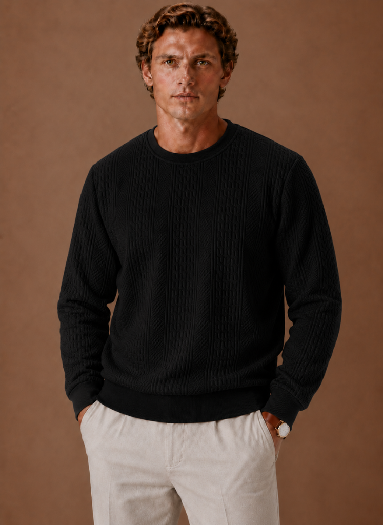 Harlow | Men's Cable Knit Crew Neck Sweater