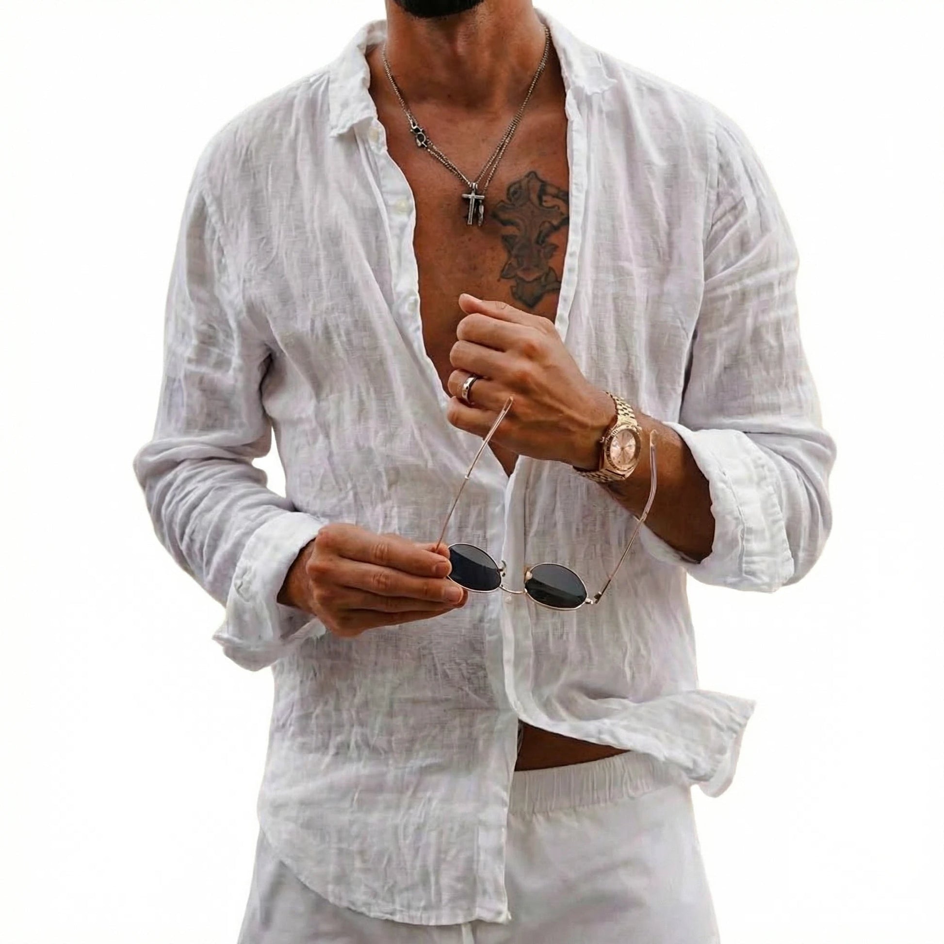 Men's 100% European Linen Shirt | Soft Relaxed Fit Summer Top 0