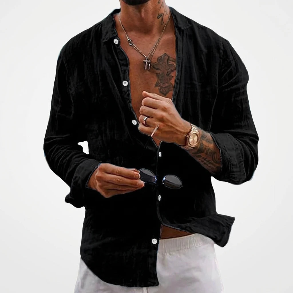 Men's 100% European Linen Shirt | Soft Relaxed Fit Summer Top 10