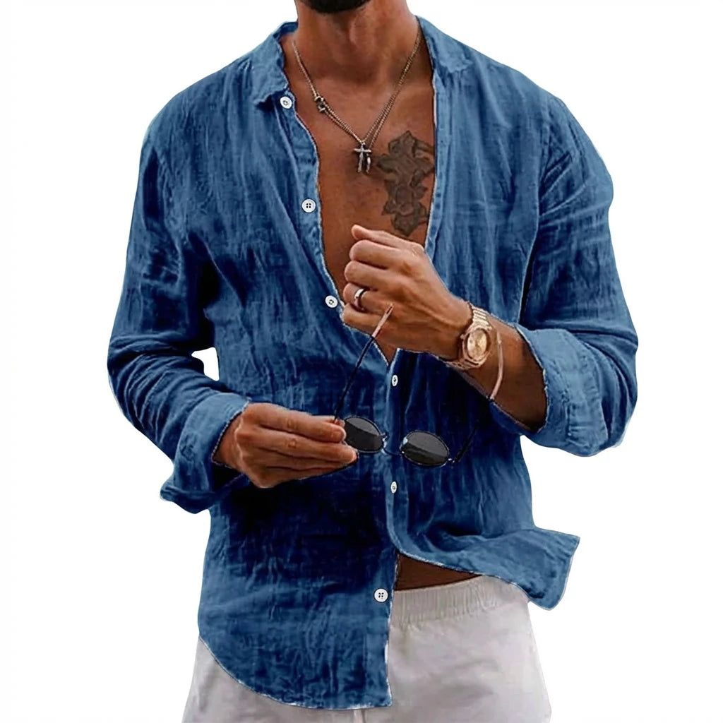 Men's 100% European Linen Shirt | Soft Relaxed Fit Summer Top 13