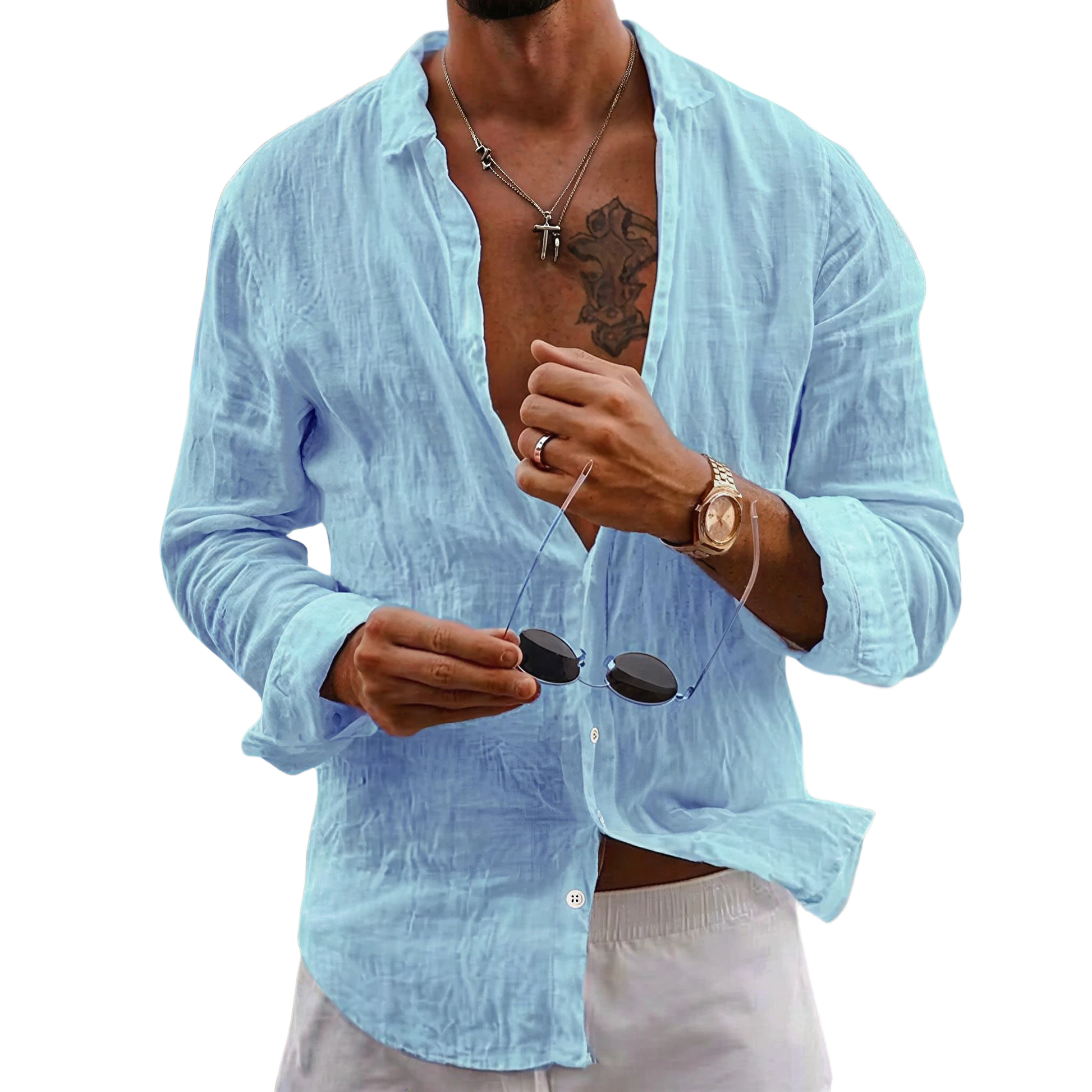 Men's 100% European Linen Shirt | Soft Relaxed Fit Summer Top 3
