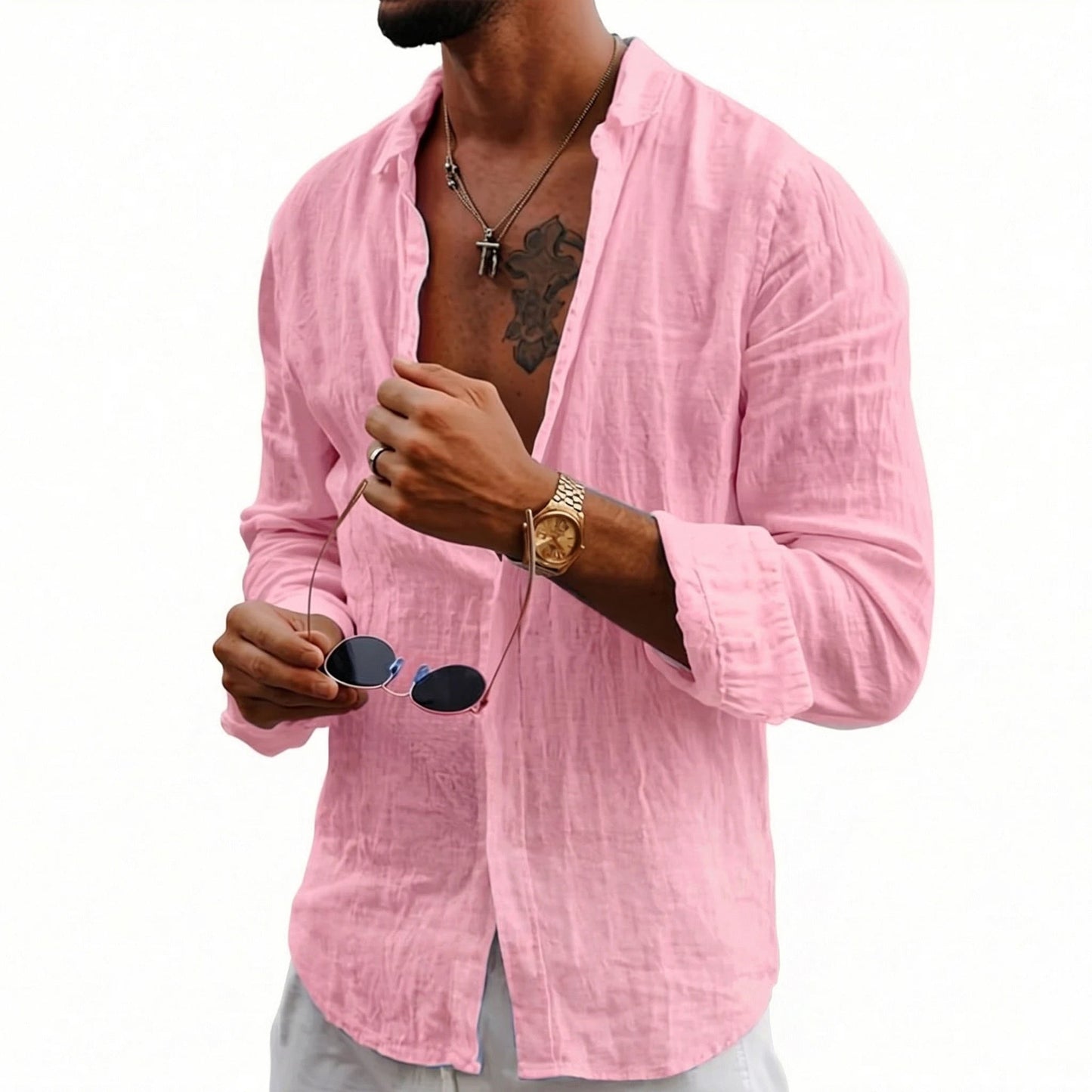 Men's 100% European Linen Shirt | Soft Relaxed Fit Summer Top 6