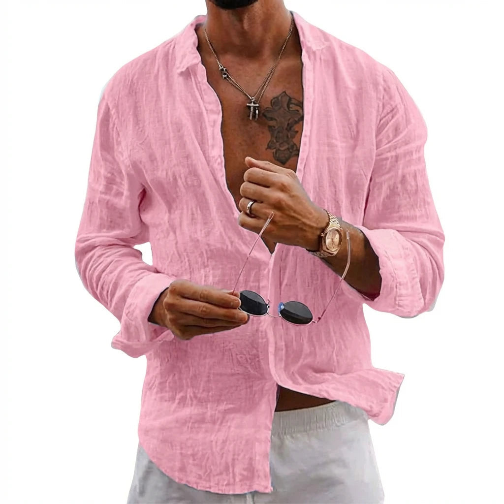 Men's 100% European Linen Shirt | Soft Relaxed Fit Summer Top 7