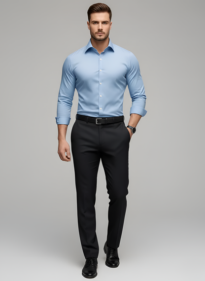 Men's Cotton Blend Dress Shirt | Slim Fit Long Sleeve Wrinkle-Free White Shirt 10